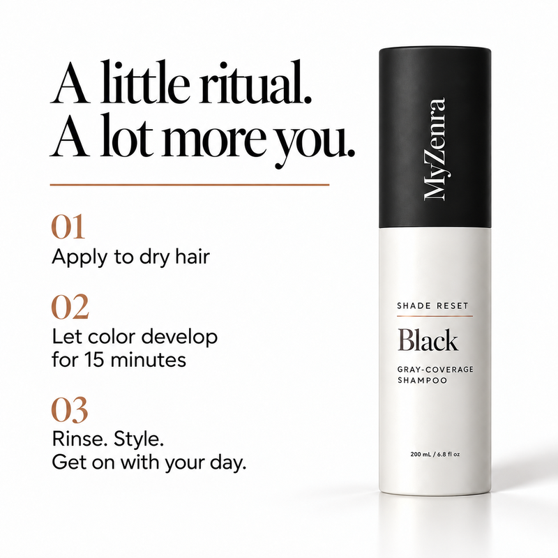 MyZenra Shade Reset™ — 15-Minute Gray Coverage Shampoo
