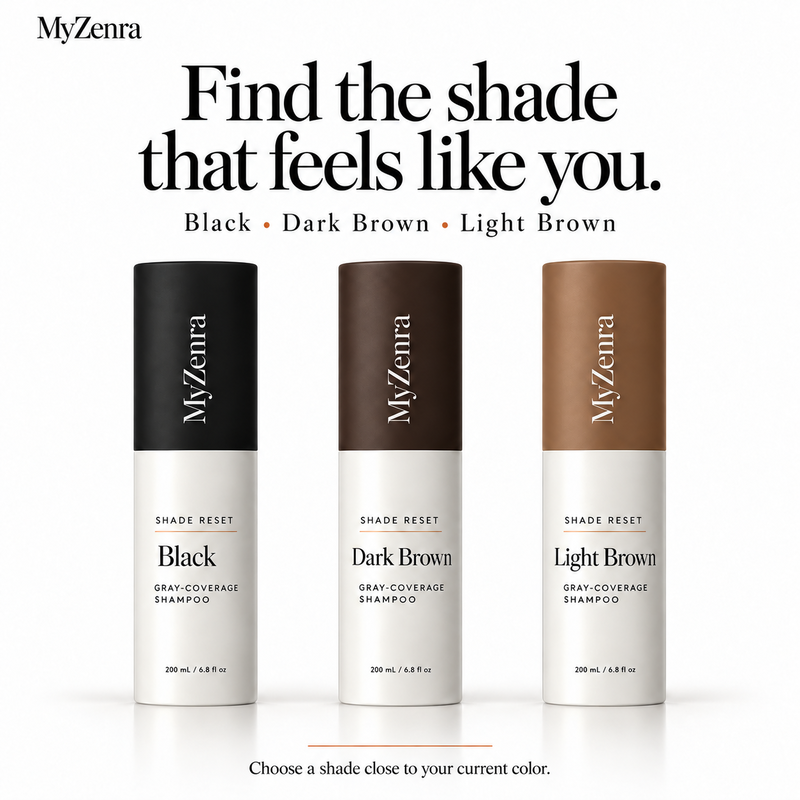 MyZenra Shade Reset™ — 15-Minute Gray Coverage Shampoo