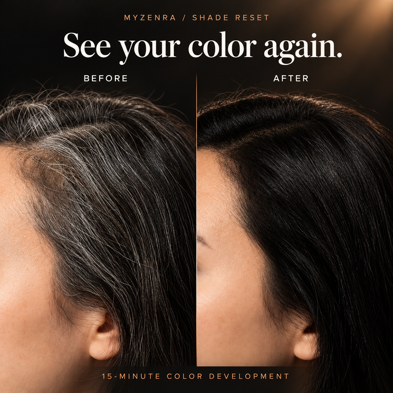 MyZenra Shade Reset™ — 15-Minute Gray Coverage Shampoo